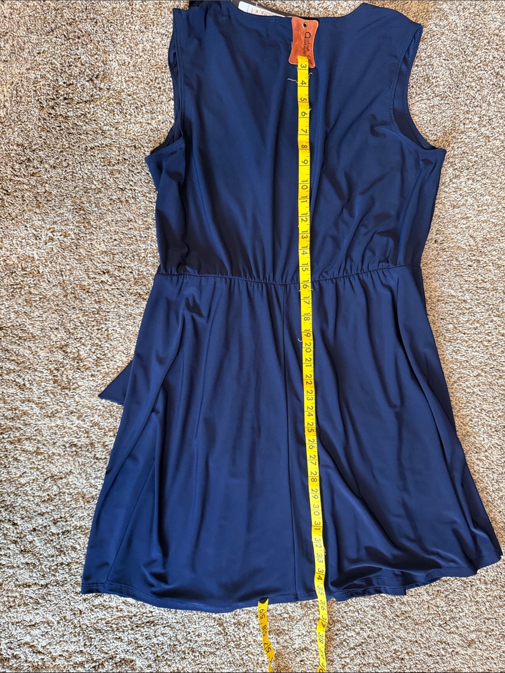 Tahari Navy Sleeveless Faux-Wrap Dress with Side Tie - XL - Picture 8 of 8